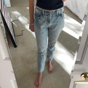 Acid wash high rise mom jeans